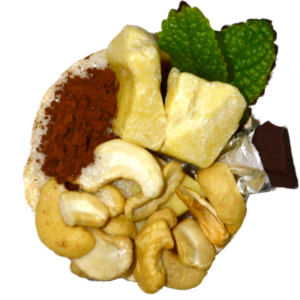 Ingredients for chocolate mint chip cashew milk ice cream.